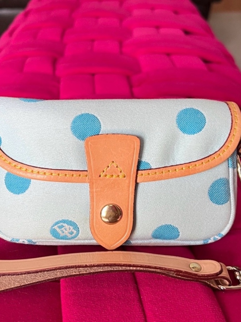 Dooney & Burke vintage Polka Dot Pouch with Tan Trim
